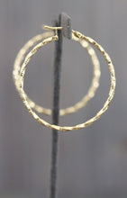 Load image into Gallery viewer, Real Gold 18K Yellow Gold Hoop Twist Diamond Cut Style Earrings
