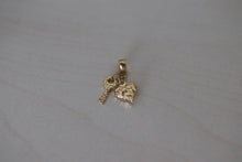 Load image into Gallery viewer, 18K Yellow Gold Heart and Key Pendant

