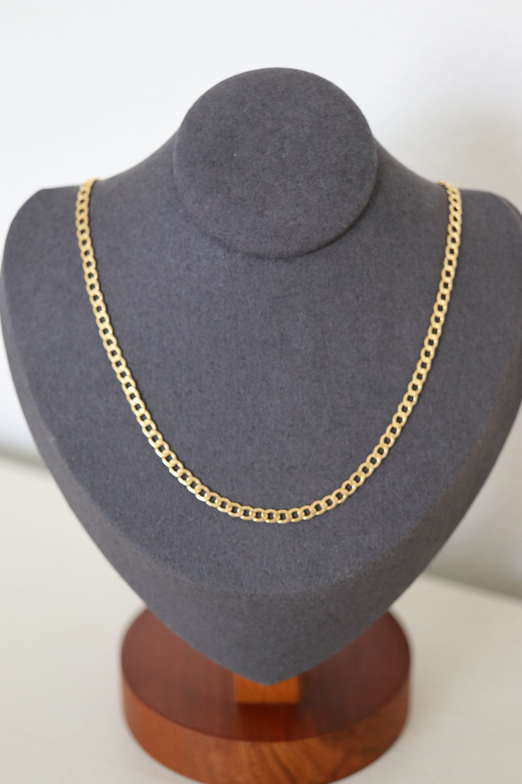 21K Yellow Gold Cuban Chain Necklace 3.5mm