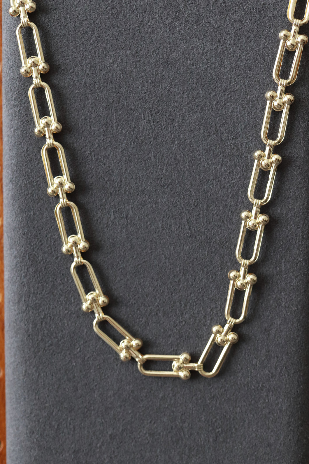 18K Yellow Gold U-Bar Link Necklace