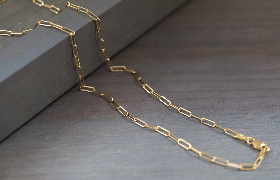 18K Yellow Gold 2.22mm Small Open Link Chain Necklace
