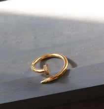 Load image into Gallery viewer, 21K Yellow Gold Nail with CZ Ring

