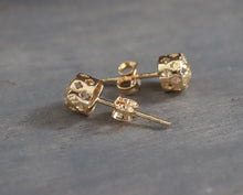 Load image into Gallery viewer, 18K Yellow Gold Round Stud CZ Earrings
