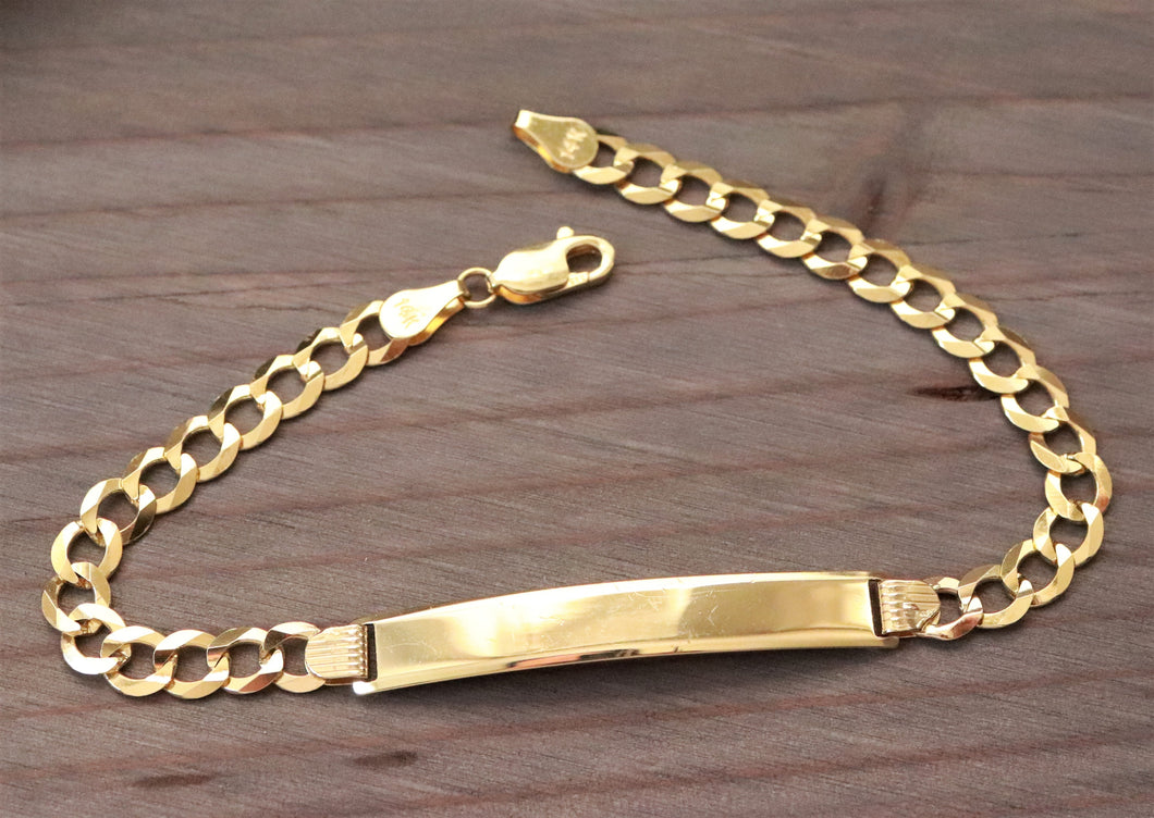 14K Yellow Gold 5.6mm Cuban Chain ID Bracelet