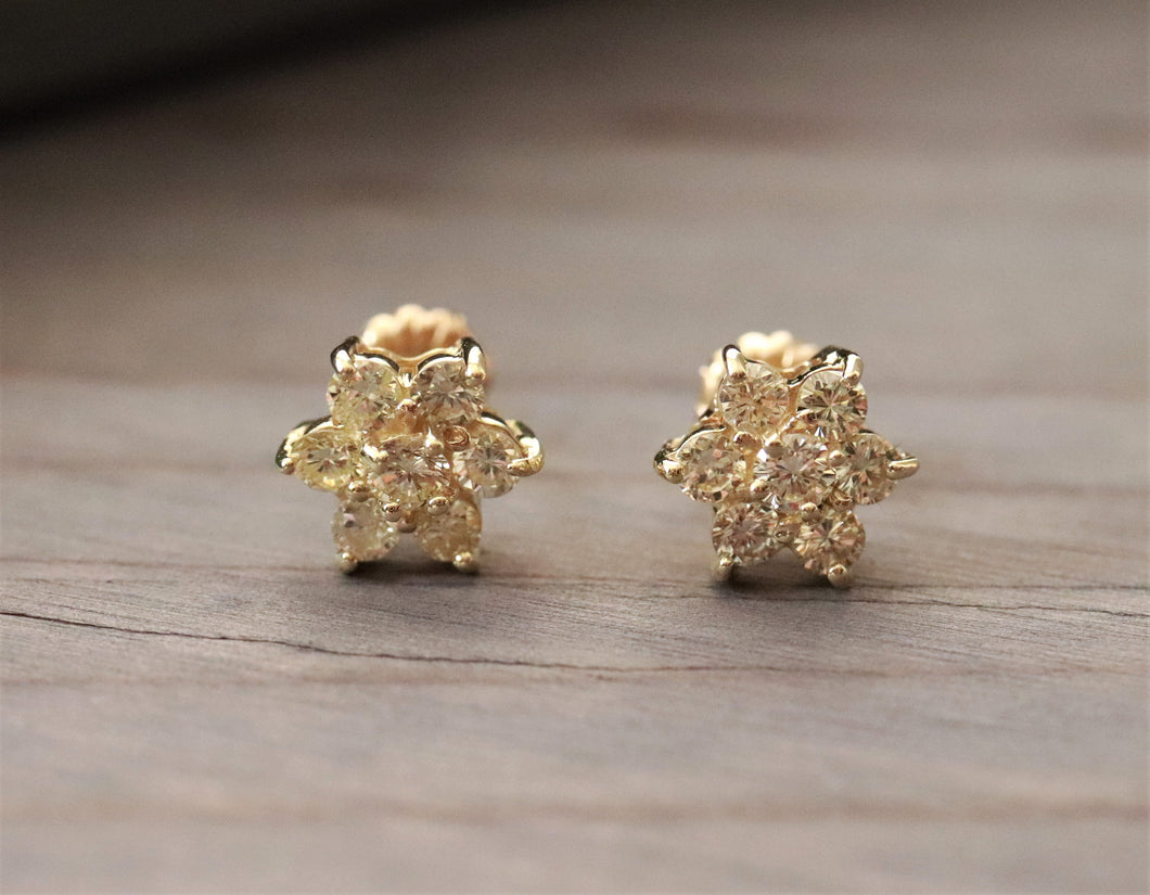 14K Yellow Gold Diamond Star Earrings