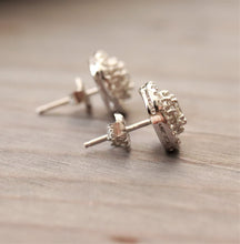 Load image into Gallery viewer, 14K White Gold Diamond Halo Earrings
