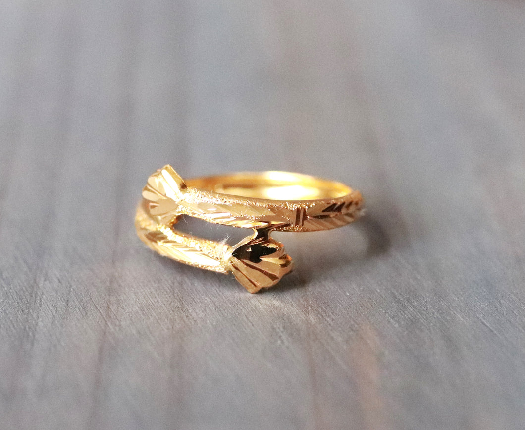 21K Yellow Gold Shell Wrap Ring