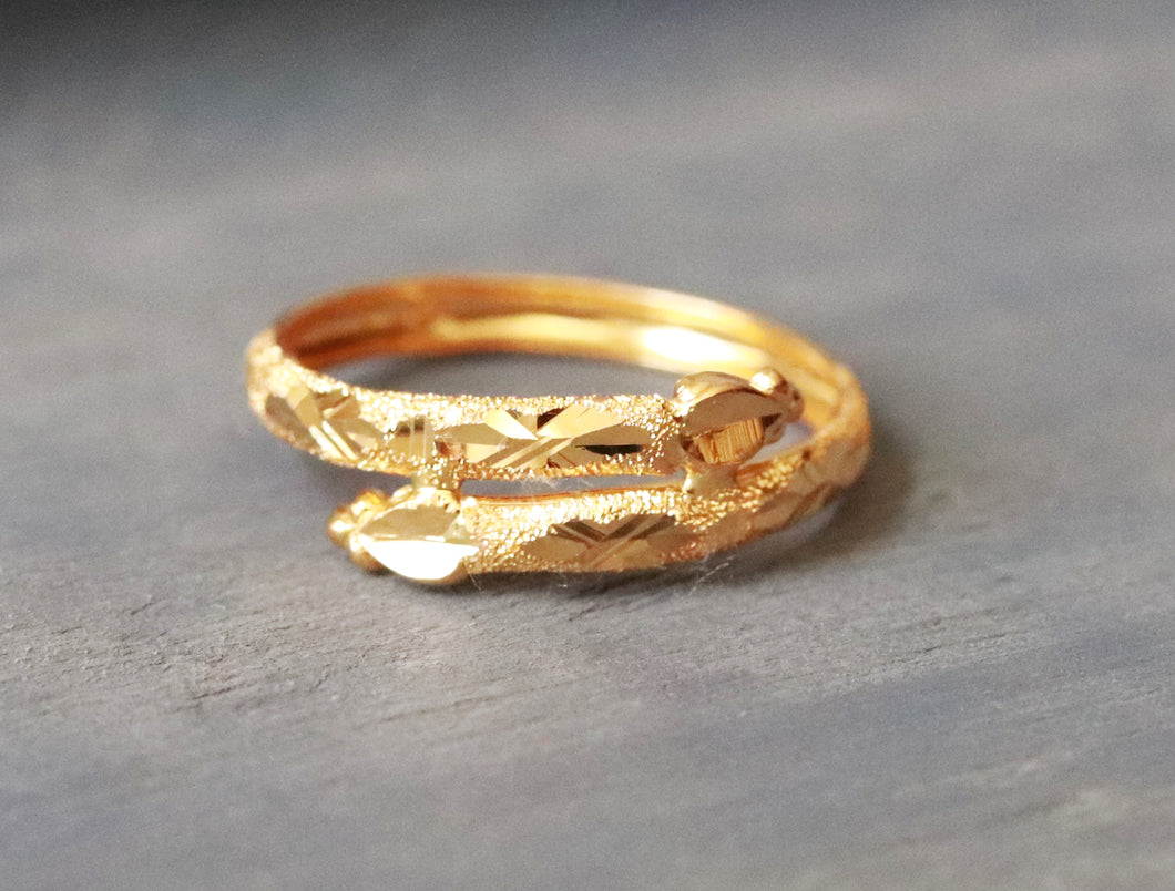 21K Yellow Gold Heart Wrap Ring