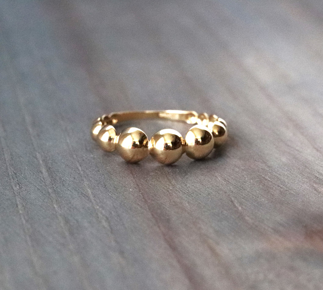 18K Yellow Gold Graduated Bubble Ring