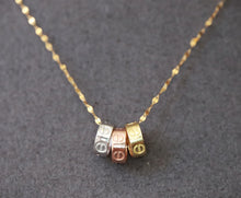 Load image into Gallery viewer, 18K Yellow Gold Lightweight Tri-Color Pendant Necklace 7.5mm
