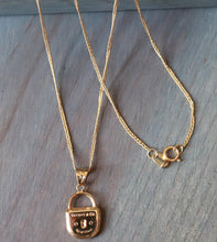 Load image into Gallery viewer, 18K Yellow Gold Lock Charm Pendant Necklace
