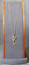 Load image into Gallery viewer, 18K Yellow Gold CZ Key Heart Pendant Necklace
