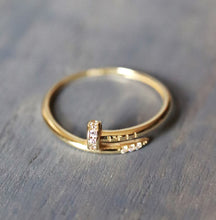 Load image into Gallery viewer, 18K Yellow Gold CZ Nail Ring
