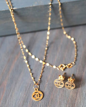 Load image into Gallery viewer, 18K Yellow Gold Lightweight Pendant Necklace &amp; Earring Set 6.3mm
